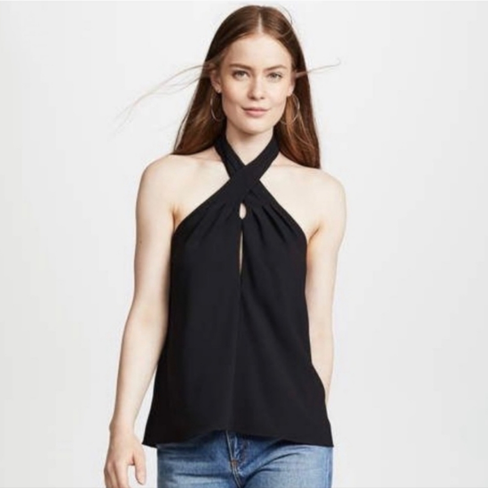 Amanda Uprichard black Beckett dressy keyhole halter top